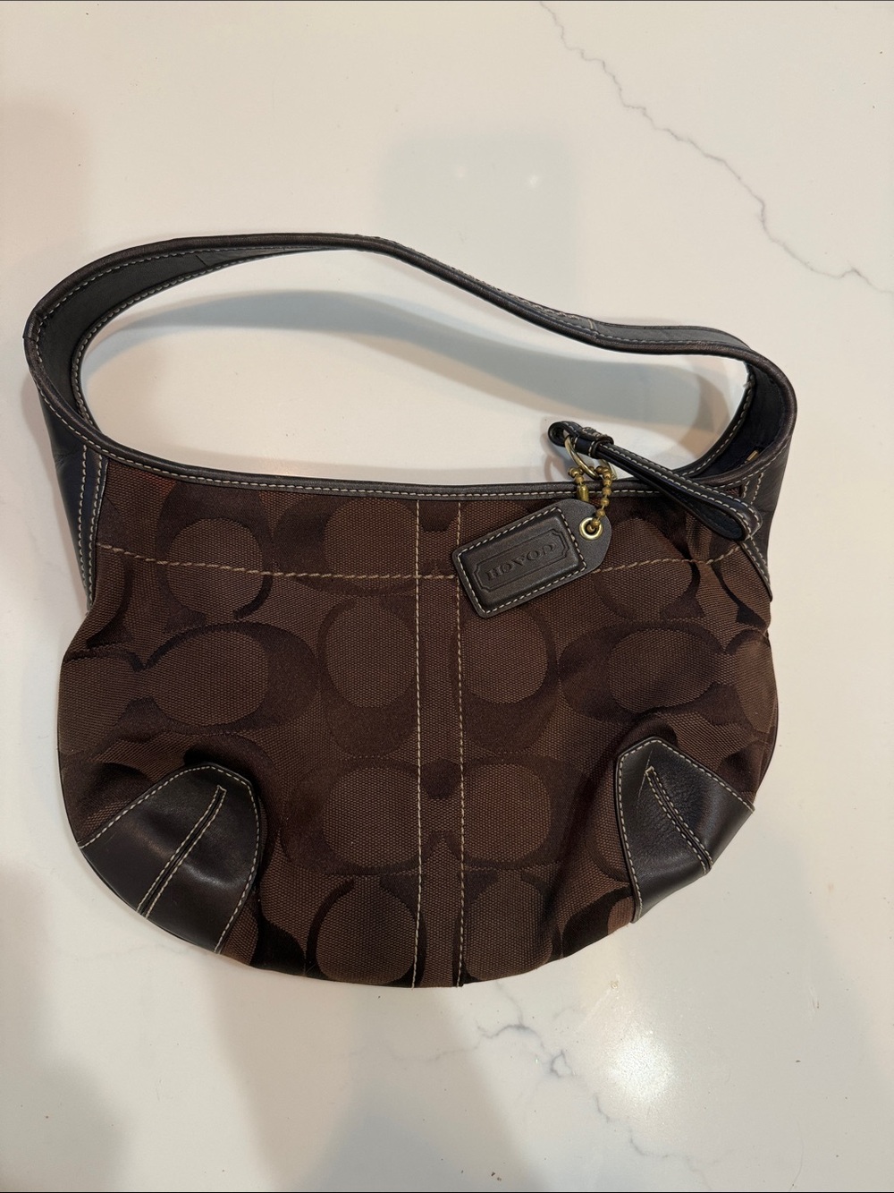 Vintage Coach 11289 Brown Signature Ergo Hobo Bag Y2K